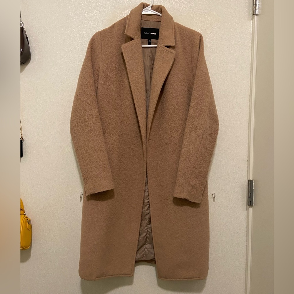 Fashion Nova Tan/ Taupe Wool Pea Coat Camel Jacket